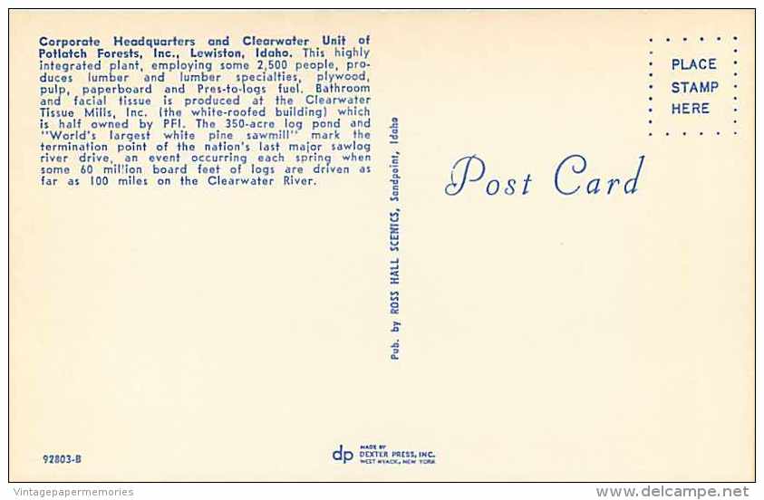 243199-Idaho, Lewiston, Potlatch Forests, Clearwater Unit Corporate Headquarters, Ross Hall By Dexter Press No 92803-B - Lewiston