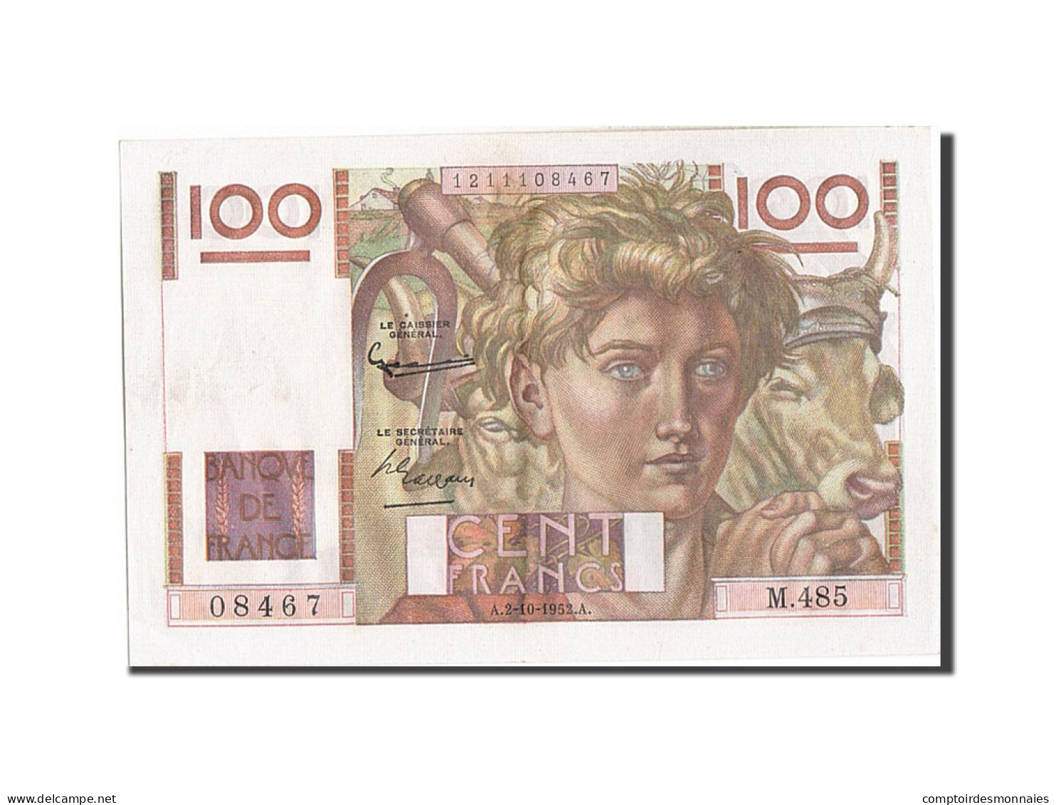 Billet, France, 100 Francs, 100 F 1945-1954 ''Jeune Paysan'', 1952, 1952-10-02 - 100 F 1945-1954 ''Jeune Paysan''