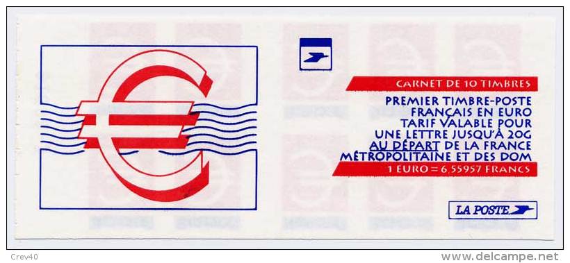 Carnet Neuf ** N° 3215-C1(Yvert) France 1999 - Timbre En Euro, Avec Numéro De Nappe - Modern : 1959-…