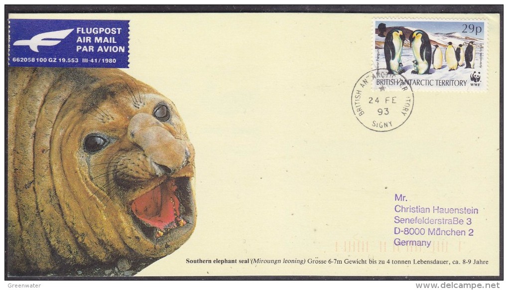 British Antarctic Territory 1993 Signy Postcard Ca 24 Fe 93 (21406) - Cartas & Documentos