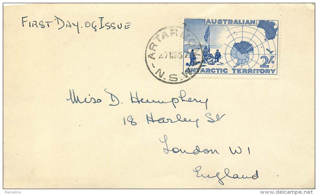 1957  2/- Map Of Antarctica  FDC To UK - FDC
