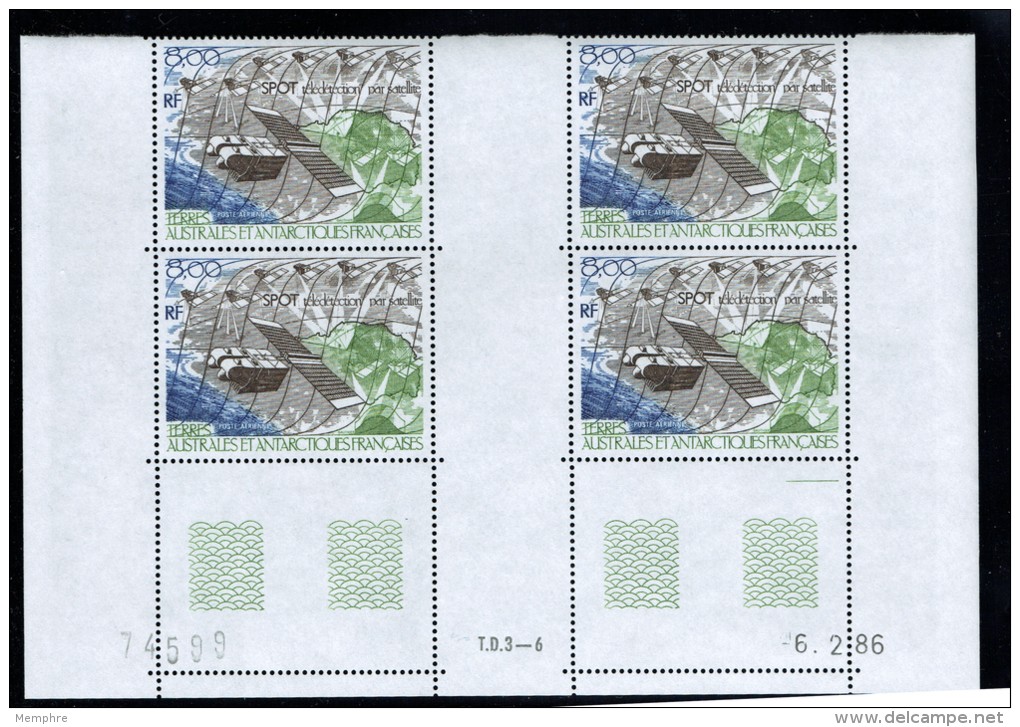 1986  Télédétection Par Satellite SPOT  PA 96  Bloc De 4 Avec Coin Daté  **  MNH - Unused Stamps