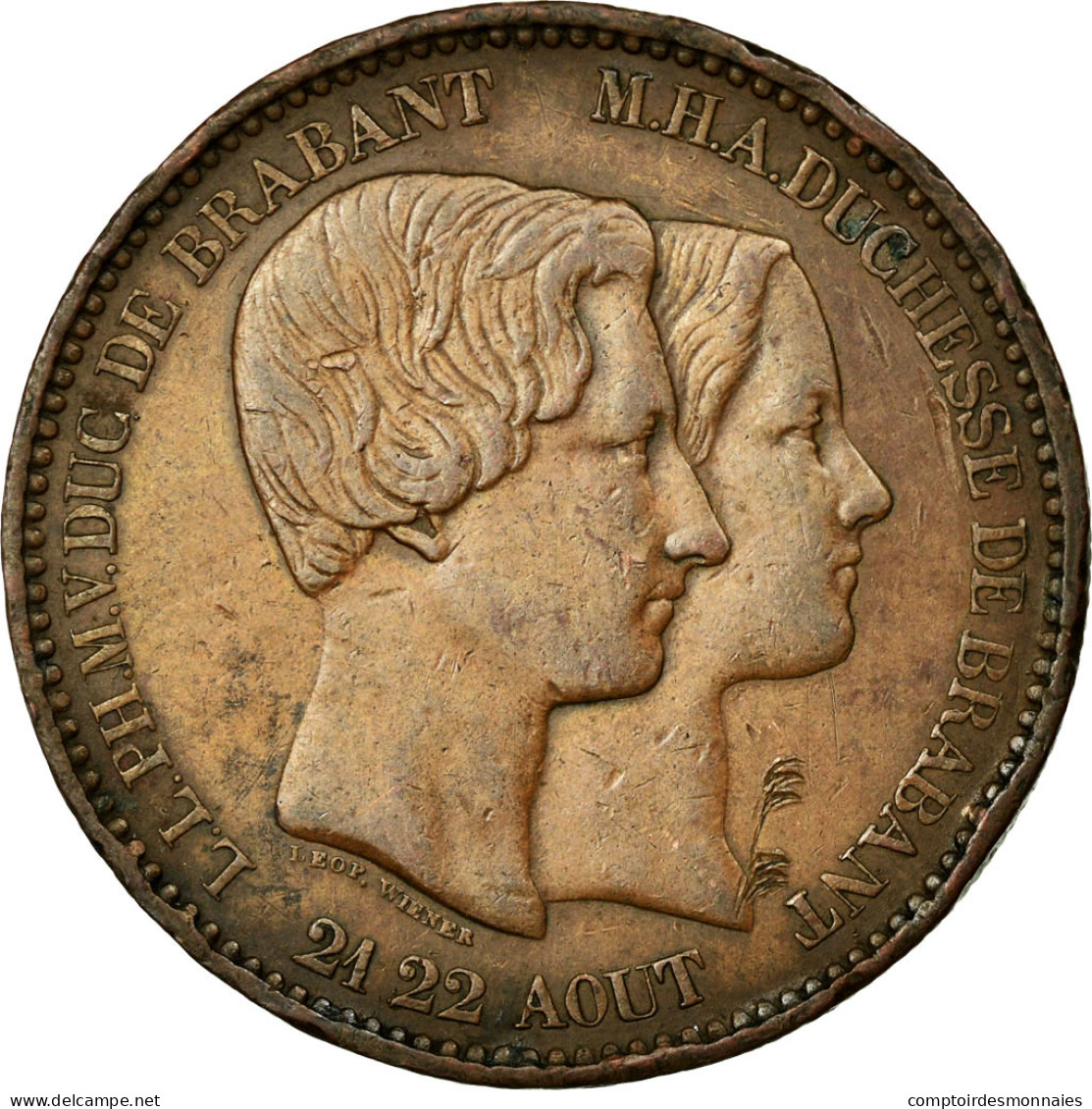 Monnaie, Belgique, 10 Centimes, 1853, TTB, Cuivre - 10 Centimes