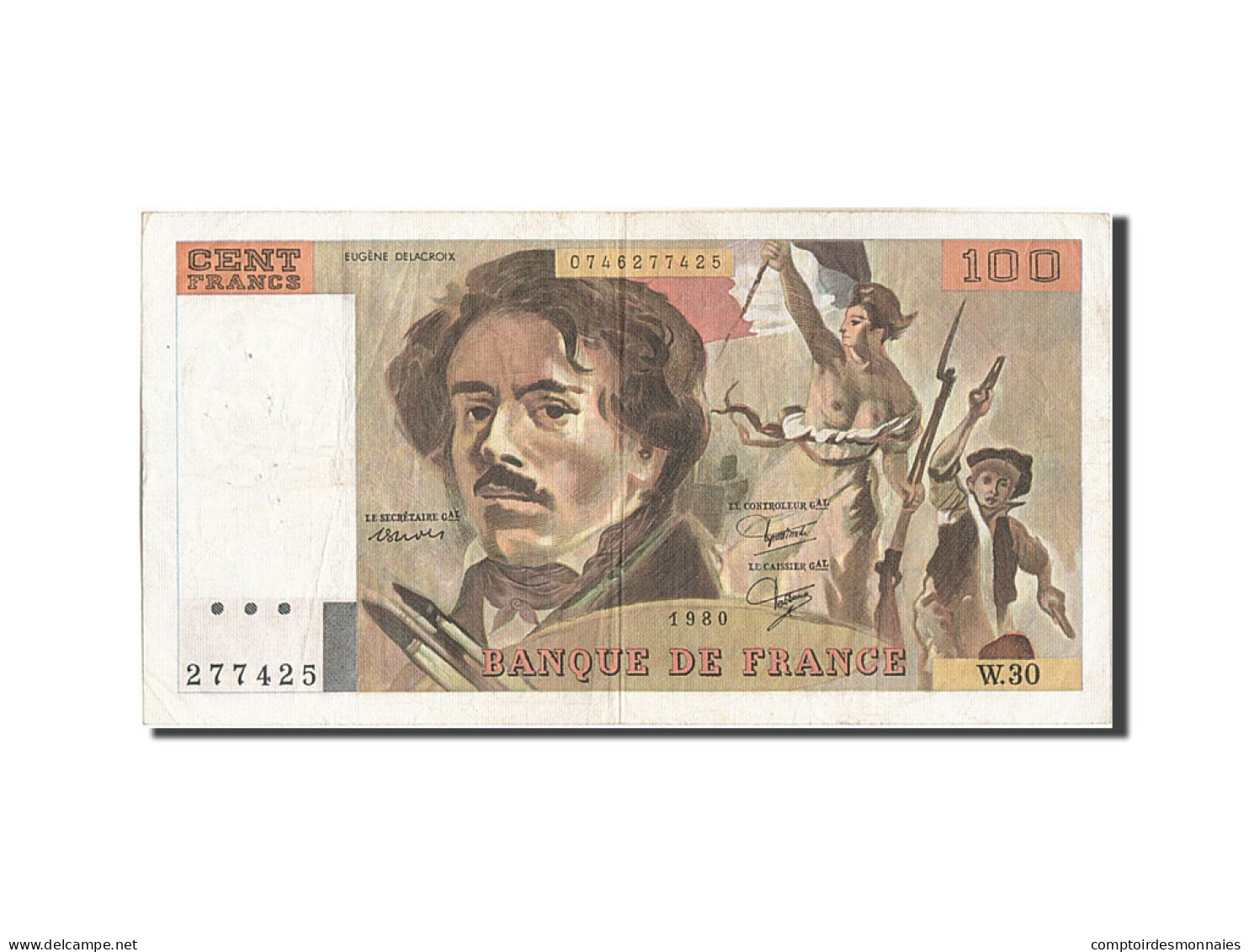 Billet, France, 100 Francs, 100 F 1978-1995 ''Delacroix'', 1980, TB - 100 F 1978-1995 ''Delacroix''