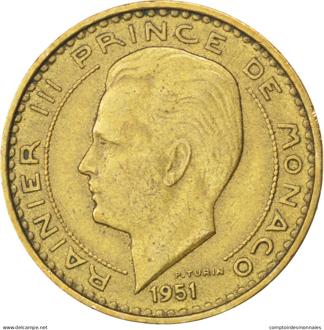 Monnaie, Monaco, Rainier III, 10 Francs, 1951, TTB, Aluminum-Bronze, KM:130 - 1949-1956 Anciens Francs