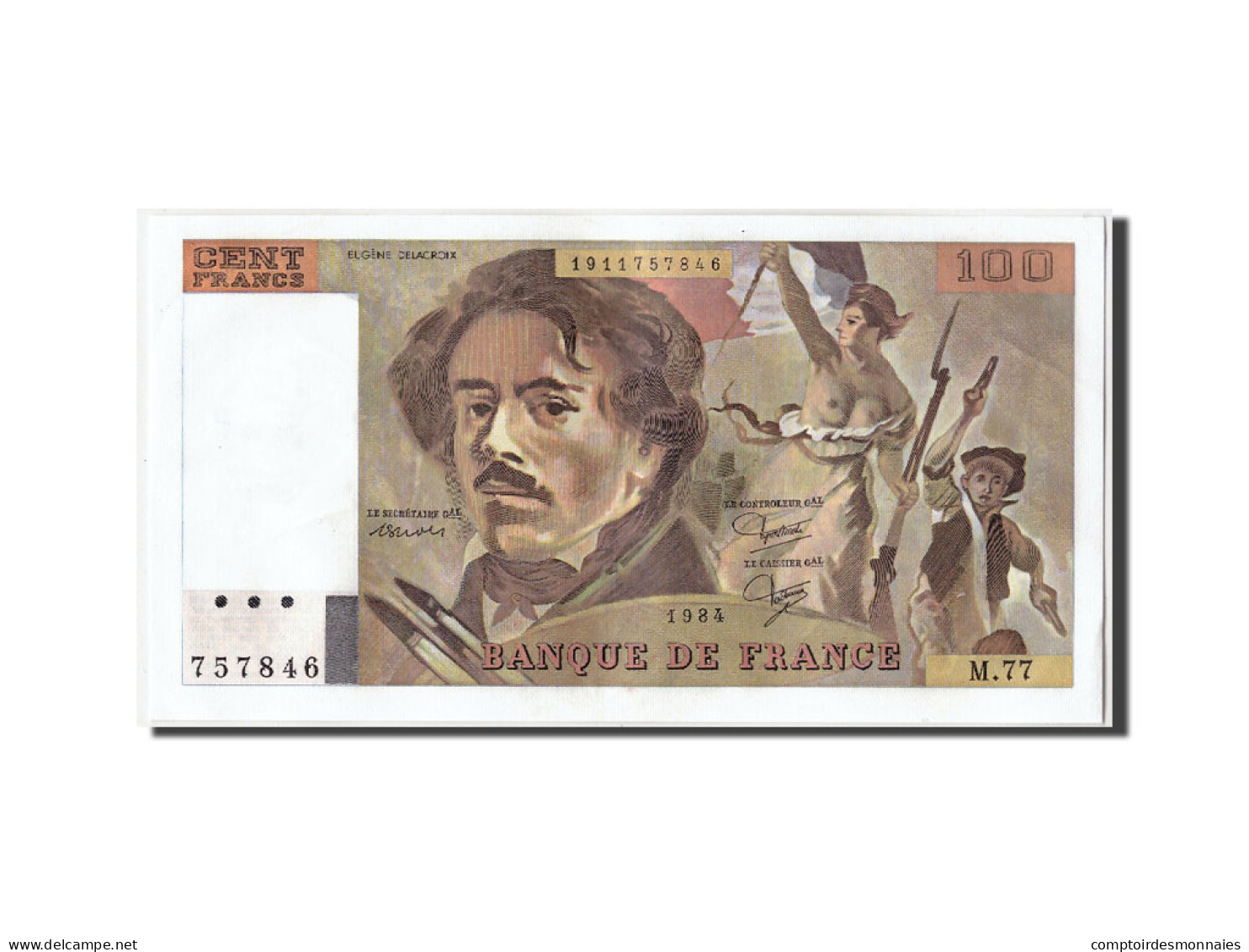 Billet, France, 100 Francs, 100 F 1978-1995 ''Delacroix'', 1984, SUP - 100 F 1978-1995 ''Delacroix''