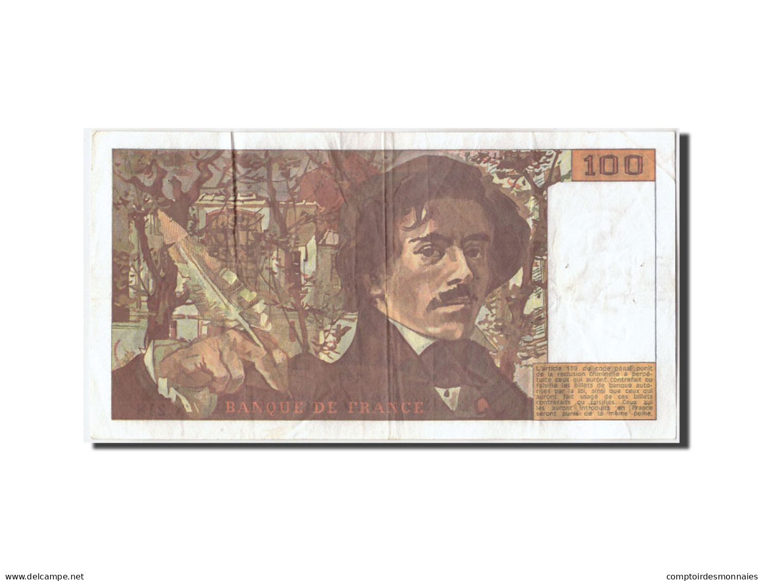 Billet, France, 100 Francs, 100 F 1978-1995 ''Delacroix'', 1993, TB - 100 F 1978-1995 ''Delacroix''