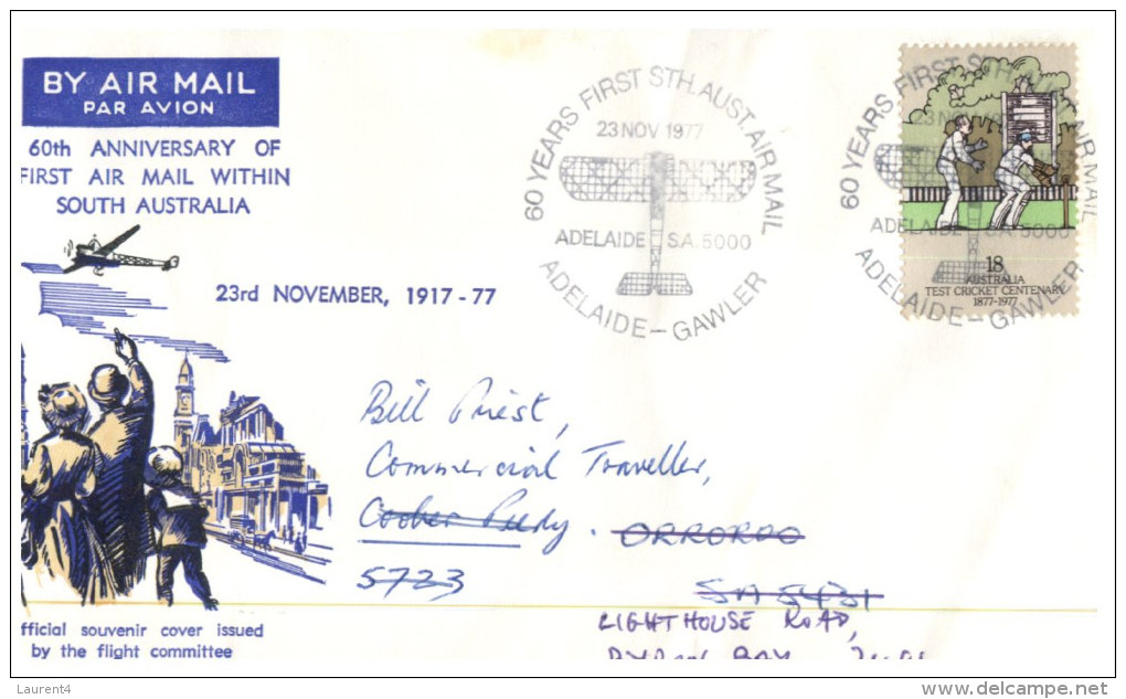 (666) Australia - Aviation Cover - 1977 - 60th Anniversary Of First Air Mail Flight Within South Australia (forwarded) - Eerste Vluchten