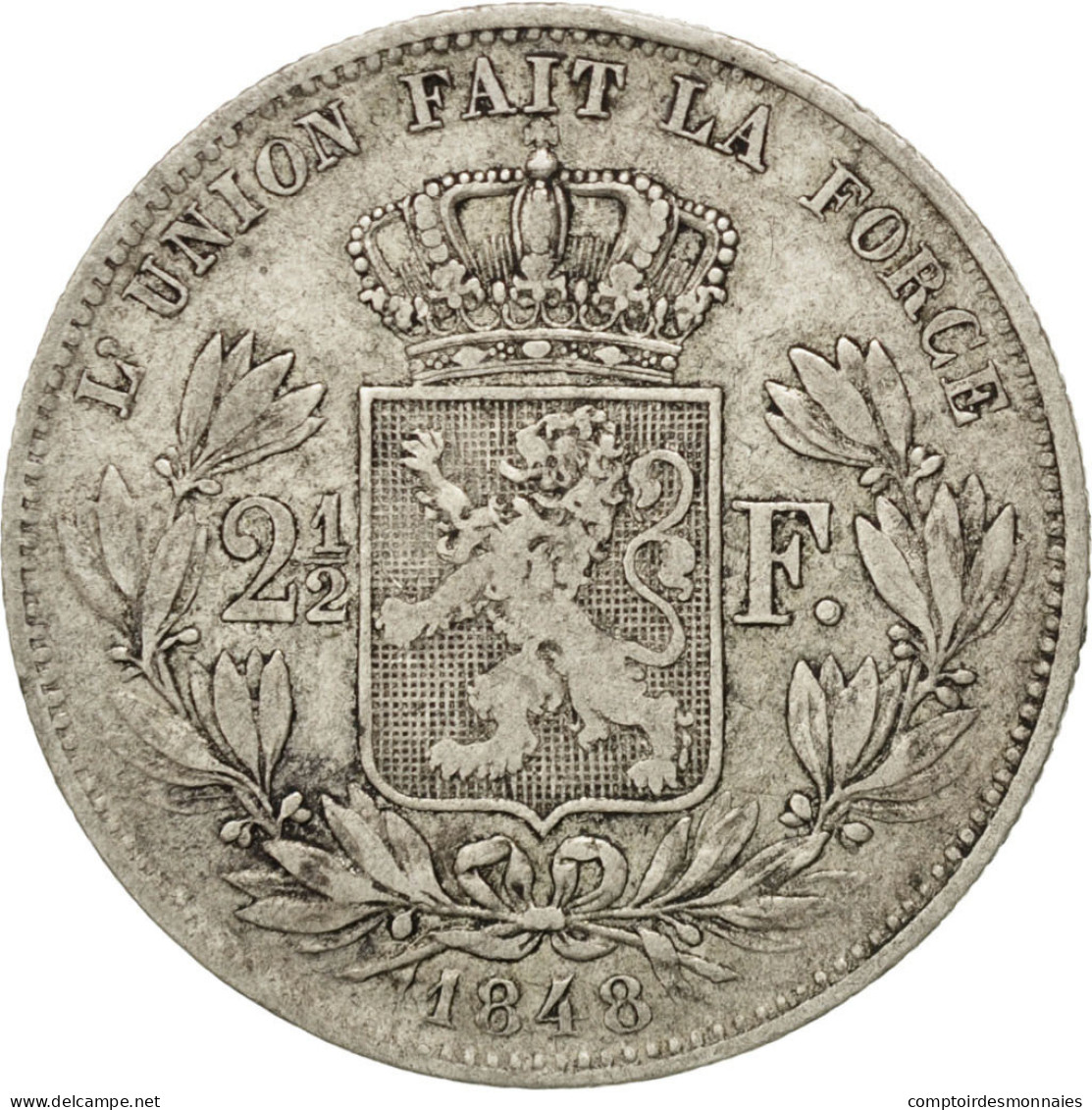 Monnaie, Belgique, Leopold I, 2-1/2 Francs, 1848, Bruxelles, TTB, Argent, KM:11 - 2 ½ Francs