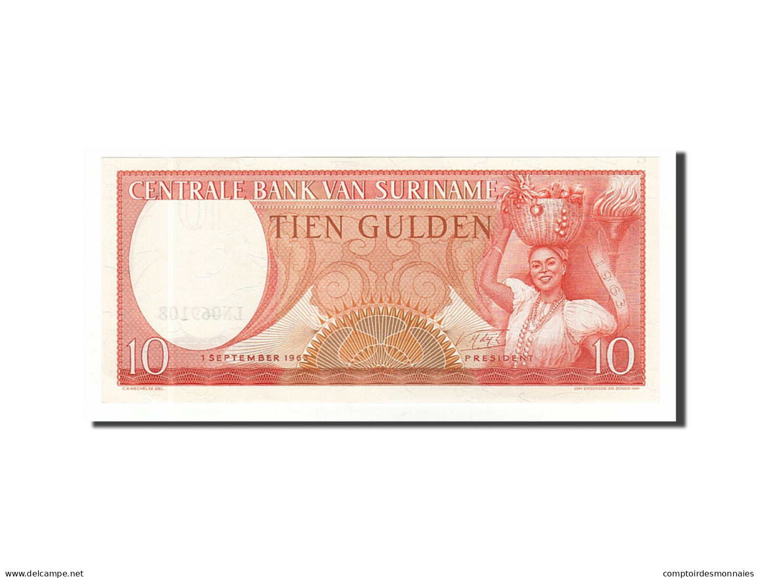 Billet, Suriname, 10 Gulden, 1963, 1963-09-01, SPL - Suriname