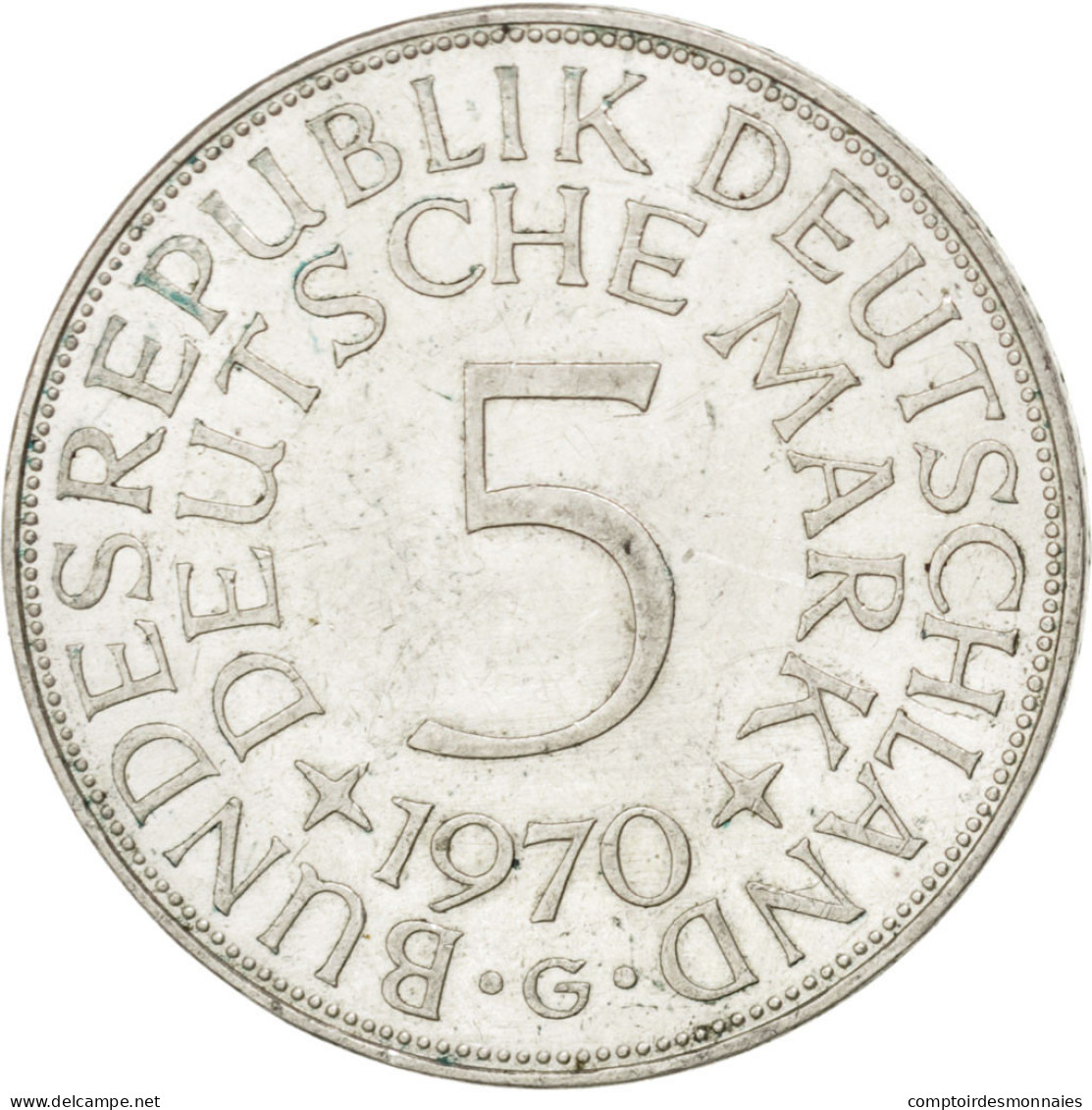 Monnaie, République Fédérale Allemande, 5 Mark, 1970, Karlsruhe, SUP, Argent - 5 Mark