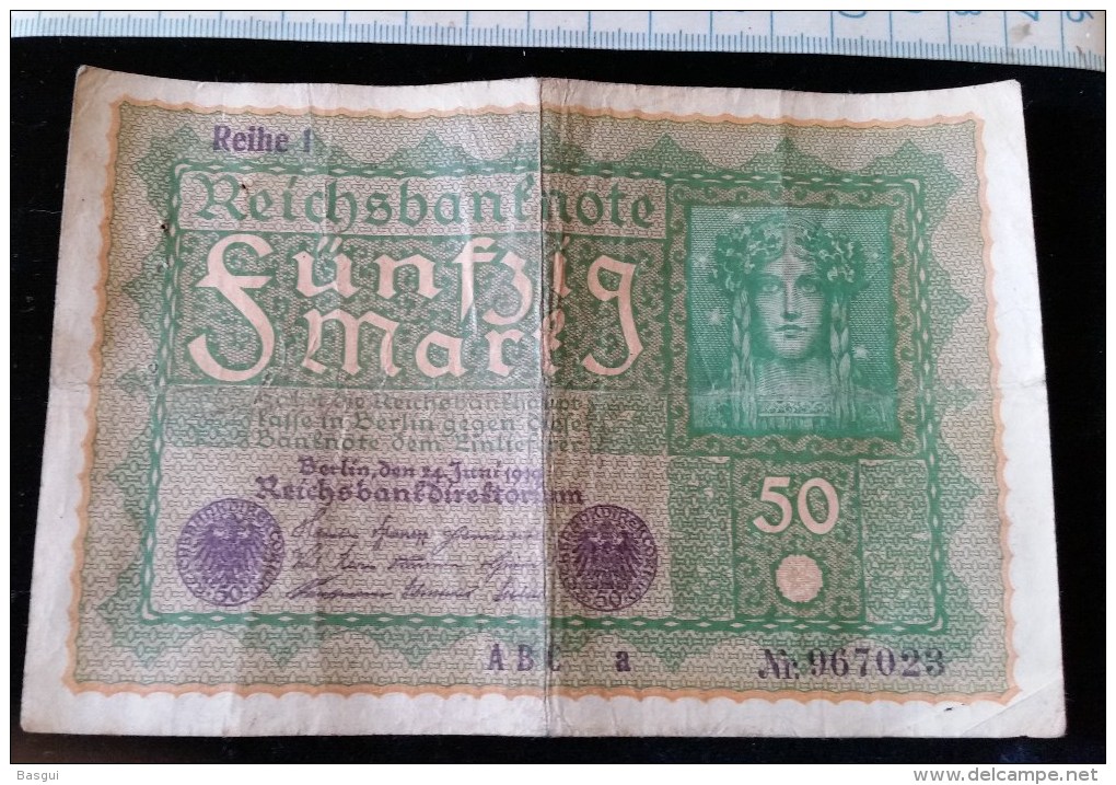 Billet De 50 Mark, 1919  Reichsbanknote  N°967023 - 50 Mark