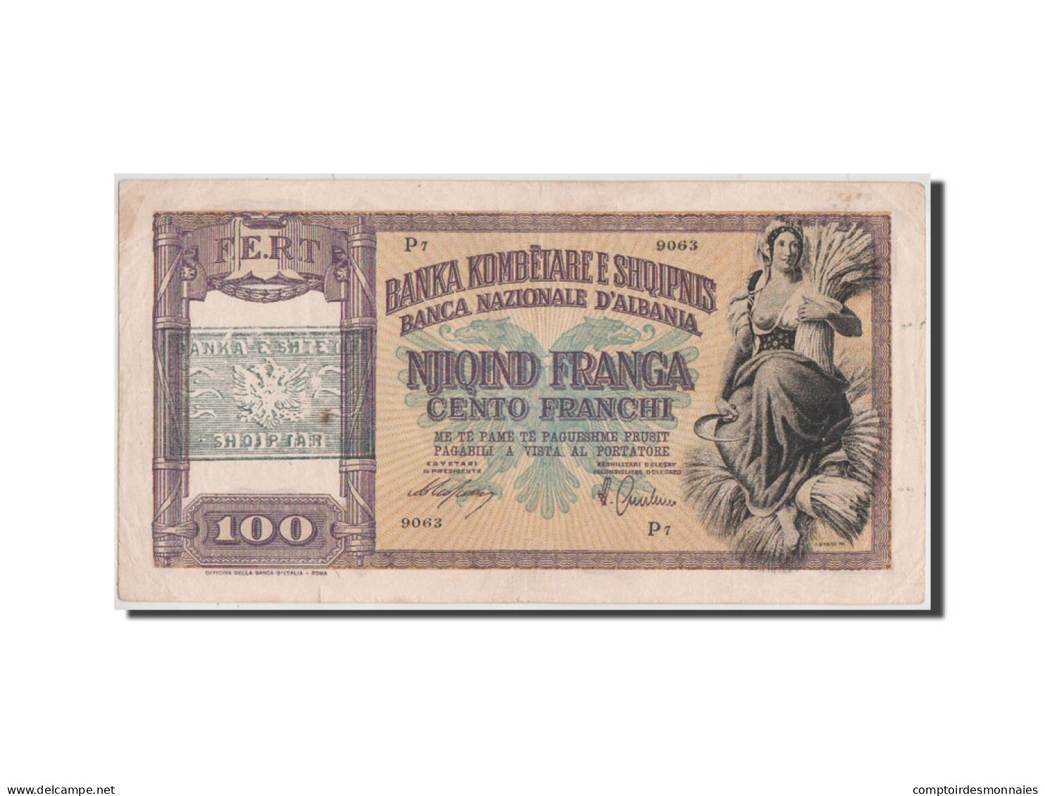 Billet, Albania, 100 Franga, 1945, TTB - Albanie