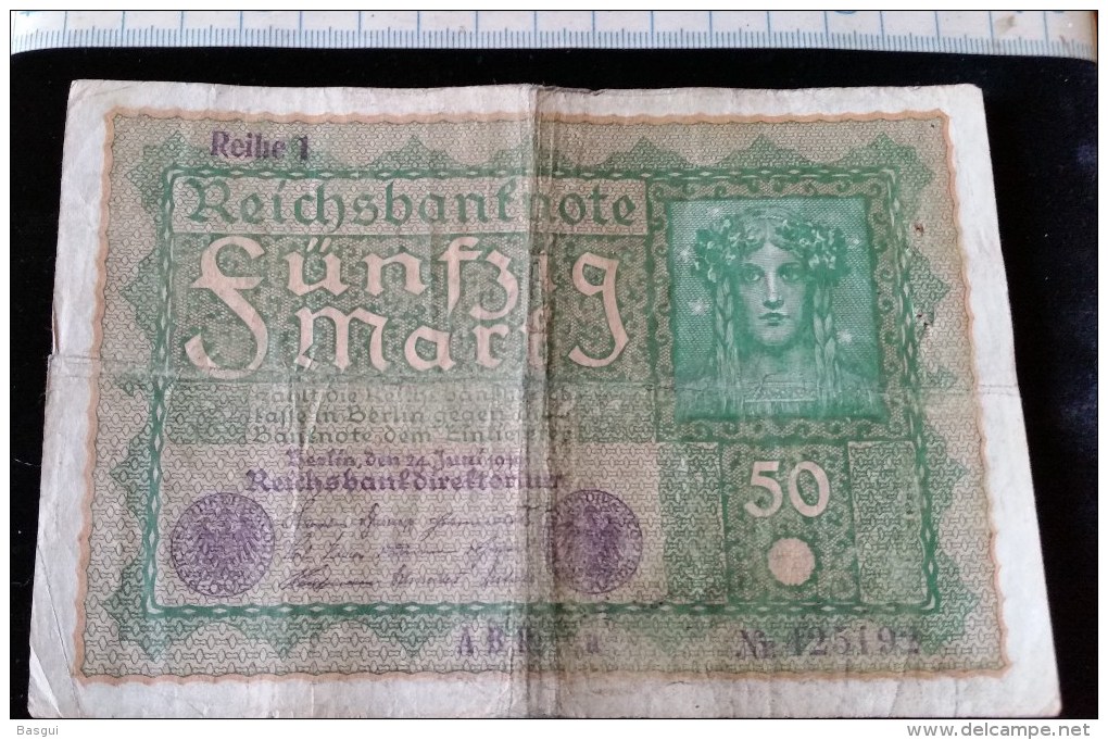 Billet De 50 Mark, 1919  Reichsbanknote  N°425182 - 50 Mark