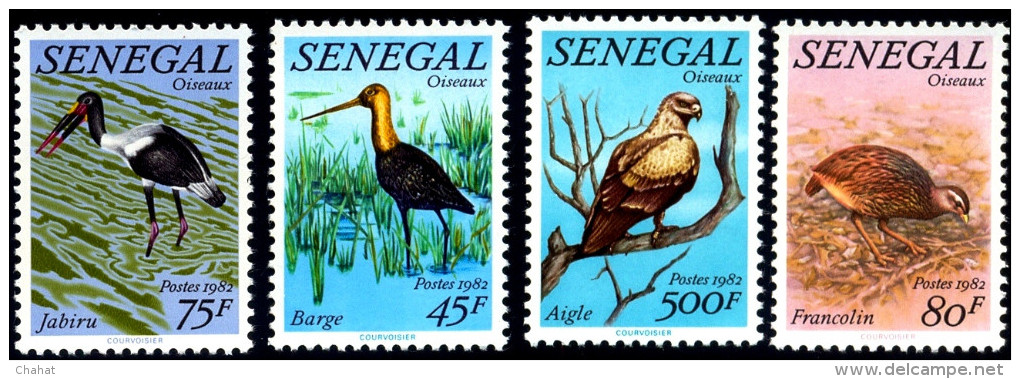 BIRDS-FLAMINGO & OTHERS-NATIONAL PARKS-SENEGAL-1996-SET OF 4-MNH-A6-438 - Flamingos