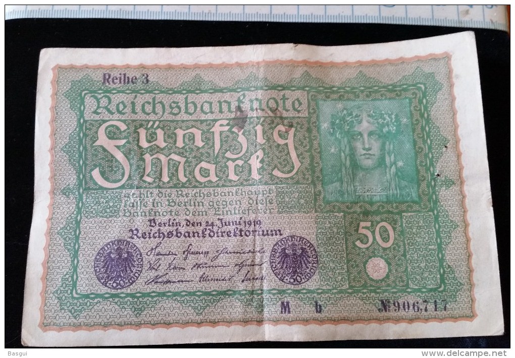 Billet De 50 Mark, 1919  Reichsbanknote  N°906717 - 50 Mark