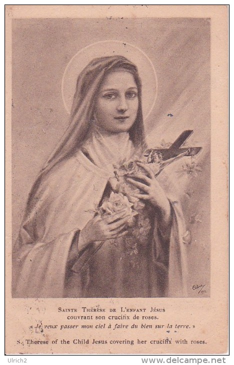 CPA Sainte Thérèse De L'Enfant Jésus Couvrant Son Crucifix De Roses (14097) - Heiligen