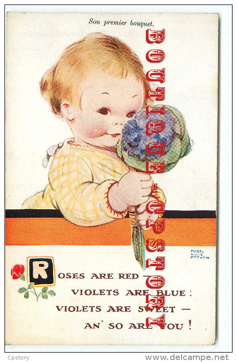 ATTWELL MABEL LUCIE N° 1594 < PREMIER BOUQUET < ROSE Et VIOLETTE - VALENTINE´S HUMOUR - FILLETTE - Attwell, M. L.