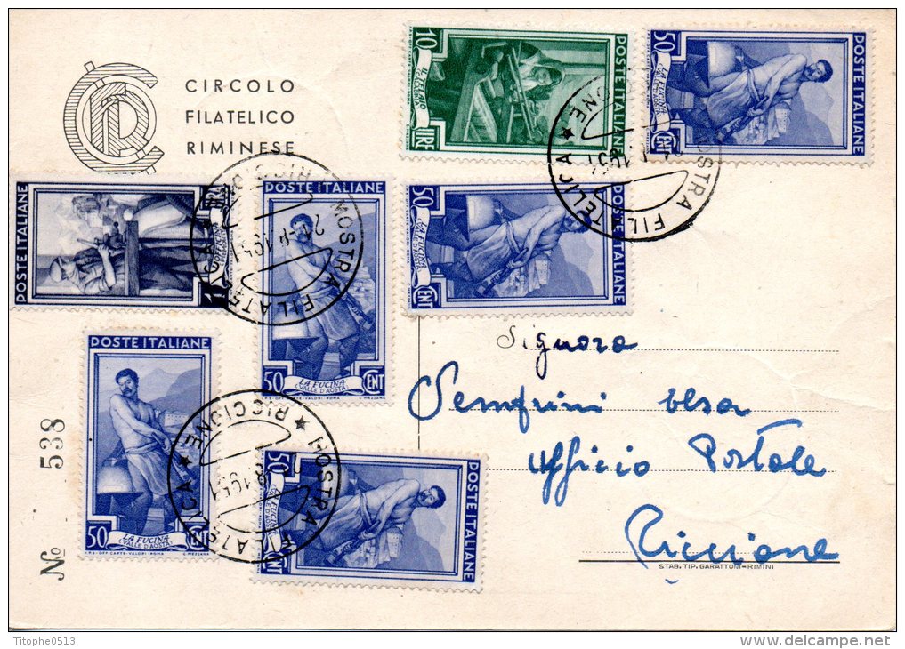 ITALIE. Superbe Carte Ayant Circulé En 1951. Parachutisme/Foire De Riccione. - Parachutespringen