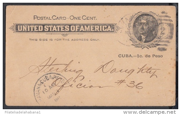 1899-EP-55. CUBA US OCCUPATION. 1899. ENTERO POSTAL. 1c. Ed.39r. IMPRESO PRIVADO. ERROR SIN PUNTO DESPUES DE PESO. - Briefe U. Dokumente