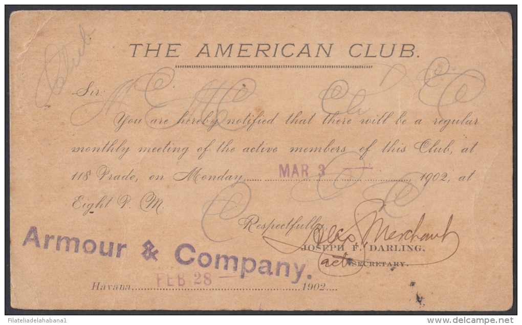 1899-EP-55. CUBA US OCCUPATION. 1899. ENTERO POSTAL. 1c. Ed.39r. IMPRESO PRIVADO. ERROR SIN PUNTO DESPUES DE PESO. - Briefe U. Dokumente