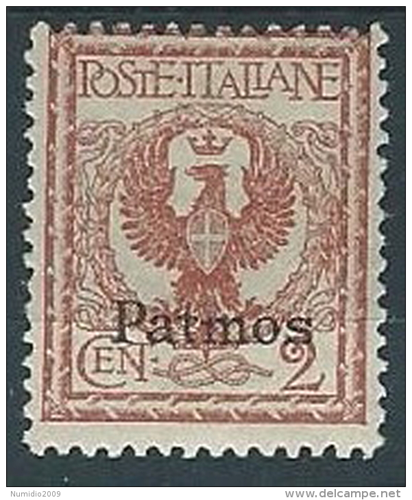 1912 EGEO PATMO AQUILA 2 CENT MH * - W097-4 - Egée (Patmo)