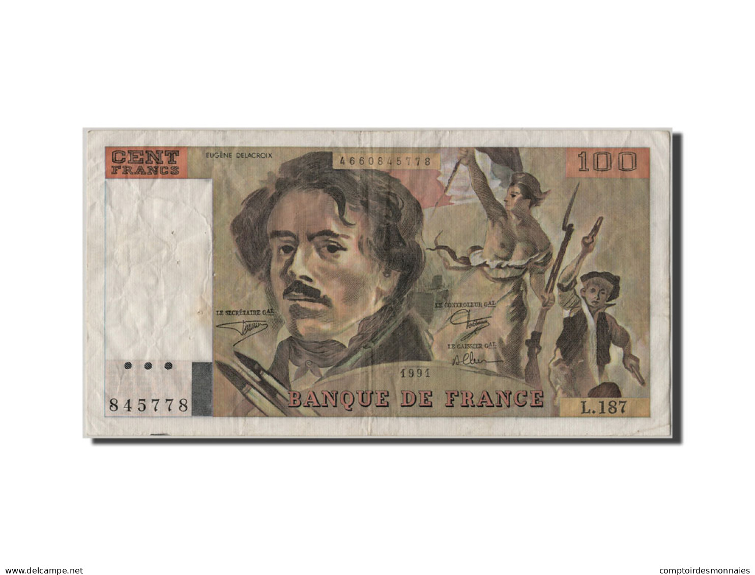 Billet, France, 100 Francs, 100 F 1978-1995 ''Delacroix'', 1991, TB+ - 100 F 1978-1995 ''Delacroix''