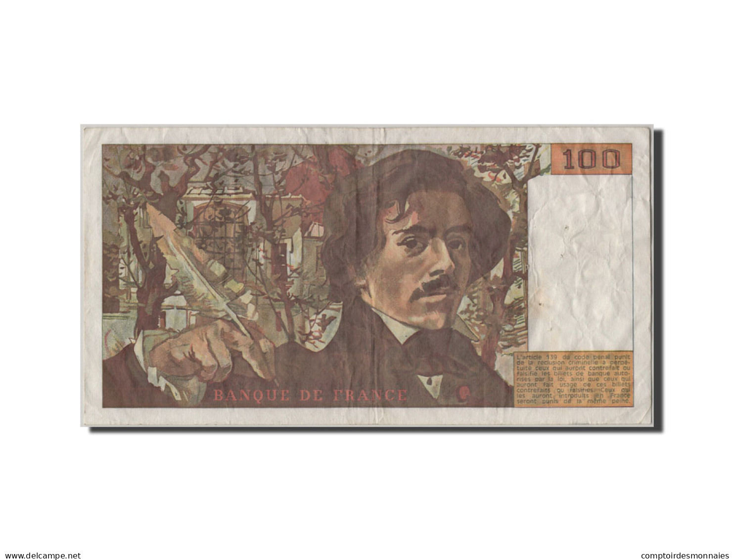 Billet, France, 100 Francs, 100 F 1978-1995 ''Delacroix'', 1991, TB+ - 100 F 1978-1995 ''Delacroix''