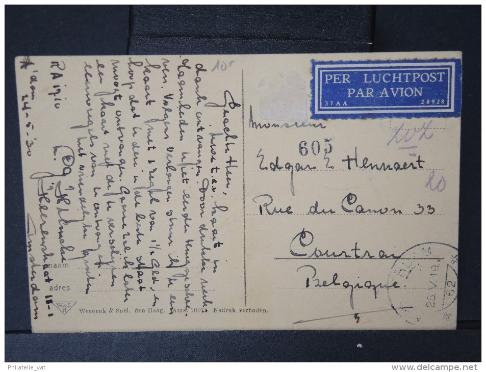 PAYS-BAS-  Cp Pour La Belgique En 1930 Par Avion   Affr Plaisant  A VOIR   P4193 - Cartas & Documentos