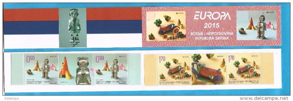 2015 EUROPA Bosnia Herzegowina Republika Srpska  OLD TOYS  KINDER ALTE SPIELZEUGE BOOKLET I  2 SETS- VG- APPENDIX - 2015