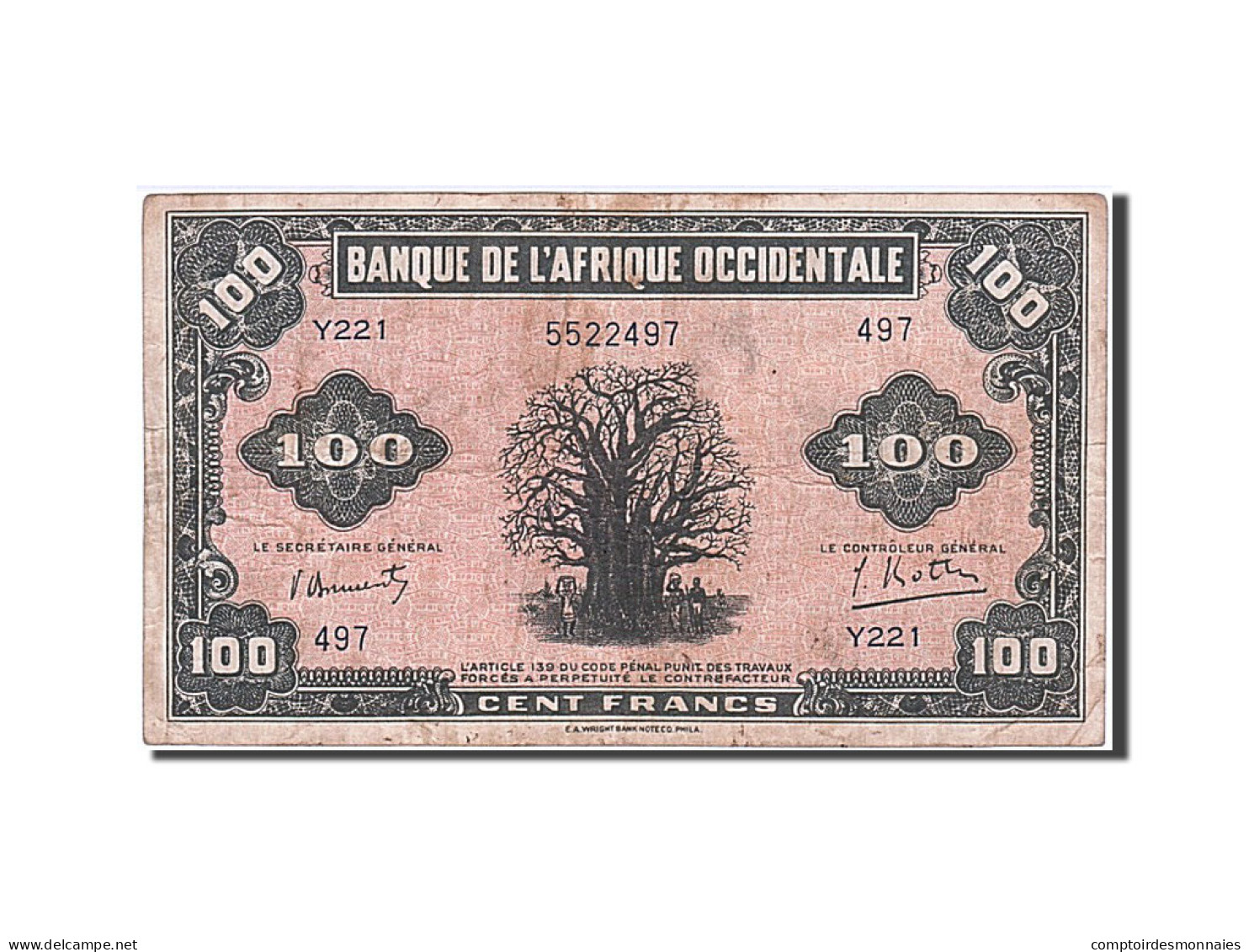 Billet, French West Africa, 100 Francs, 1942, 1942-12-14, TTB - Autres - Afrique