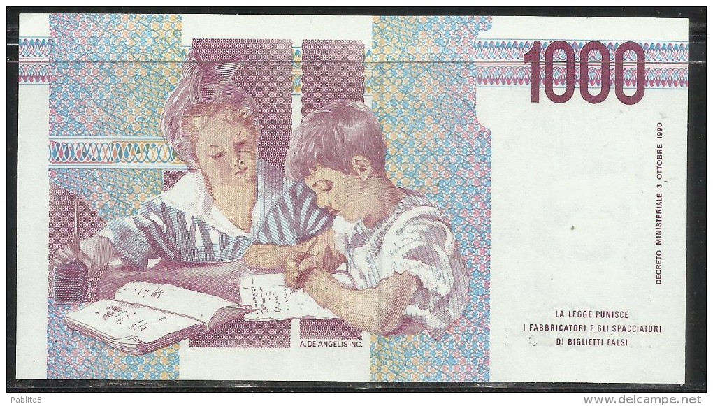 ITALIA REPUBBLICA 1990 BANCONOTA DA LIRE 1000 MONTESSORI  ITALIE ITALIEN ITALY - 1000 Liras