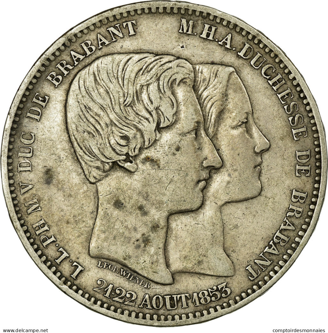 Monnaie, Belgique, Leopold I, 5 Francs, 1853, TTB, Argent, KM:2.1 - 5 Frank