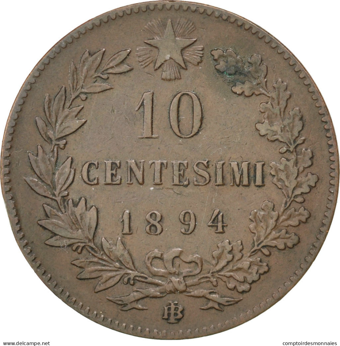 Monnaie, Italie, Umberto I, 10 Centesimi, 1894, Birmingham, TTB, Cuivre, KM:27.1 - 1878-1900 : Umberto I.