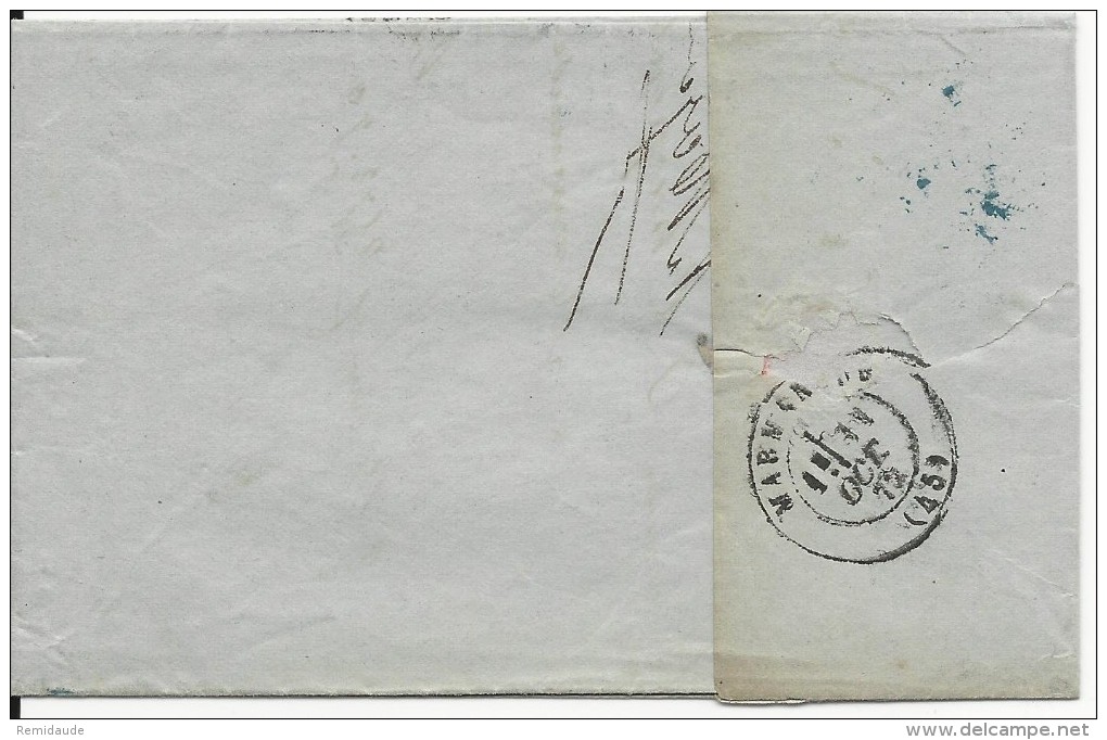 MIXTE 30c EMPIRE LAURE / 40c SIEGE - 1872 - LETTRE De AGEN (LOT ET GARONNE) - - 1870 Siege Of Paris