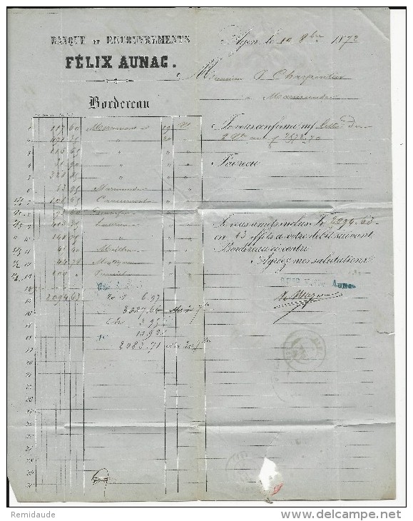 MIXTE 30c EMPIRE LAURE / 40c SIEGE - 1872 - LETTRE De AGEN (LOT ET GARONNE) - - 1870 Assedio Di Parigi