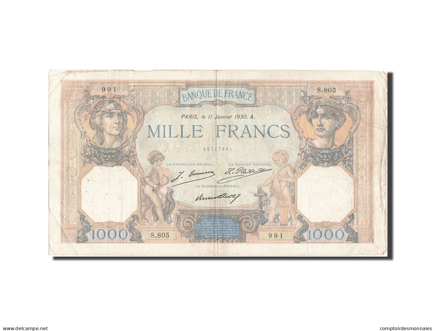 Billet, France, 1000 Francs, 1 000 F 1927-1940 ''Cérès Et Mercure'', 1930 - 1 000 F 1927-1940 ''Cérès Et Mercure''