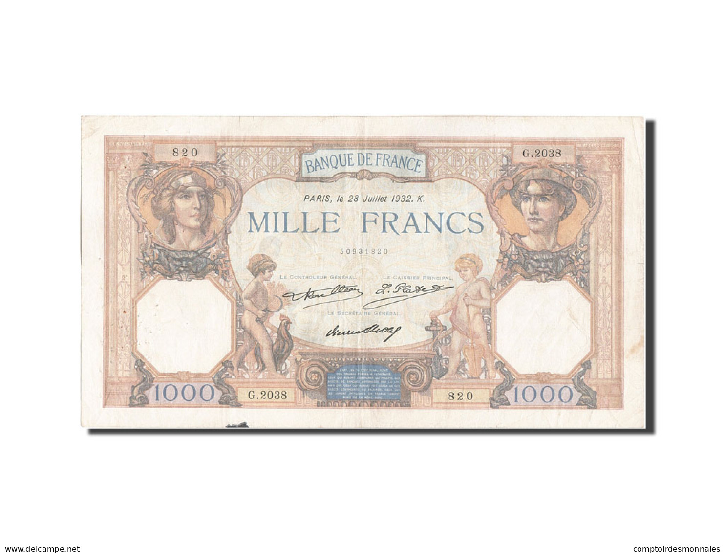 Billet, France, 1000 Francs, 1 000 F 1927-1940 ''Cérès Et Mercure'', 1932 - 1 000 F 1927-1940 ''Cérès Et Mercure''