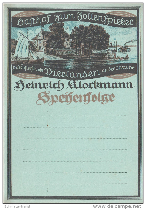 Litho Menükarte Speisenfolge Speisekarte Gasthof Zollenspieker Fährhaus ? Bei Hamburg Zollenspiek Kirchwerder Stöckte - Blankenese