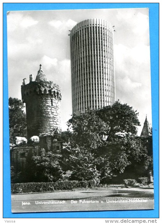 Jena Universitatsstadt . Der Pulverturm U  Universitais - Hochhaus. - Jena