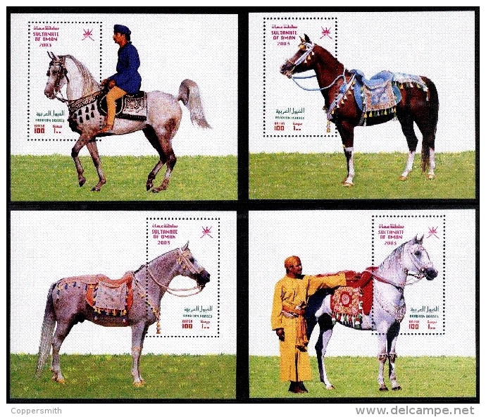 (055-58) Oman (Sultanate)  Animals / Horses Sheets / Bf / Blocs Chevaux / Pferde  ** / Mnh  Michel BL 34-37 - Oman