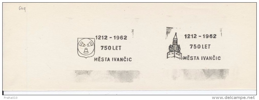 J0745 - Czechoslovakia (1948-75) Control Imprint Stamp Machine (RR!): 750 Years Of The City Ivancice (1212-1962) - Ensayos & Reimpresiones