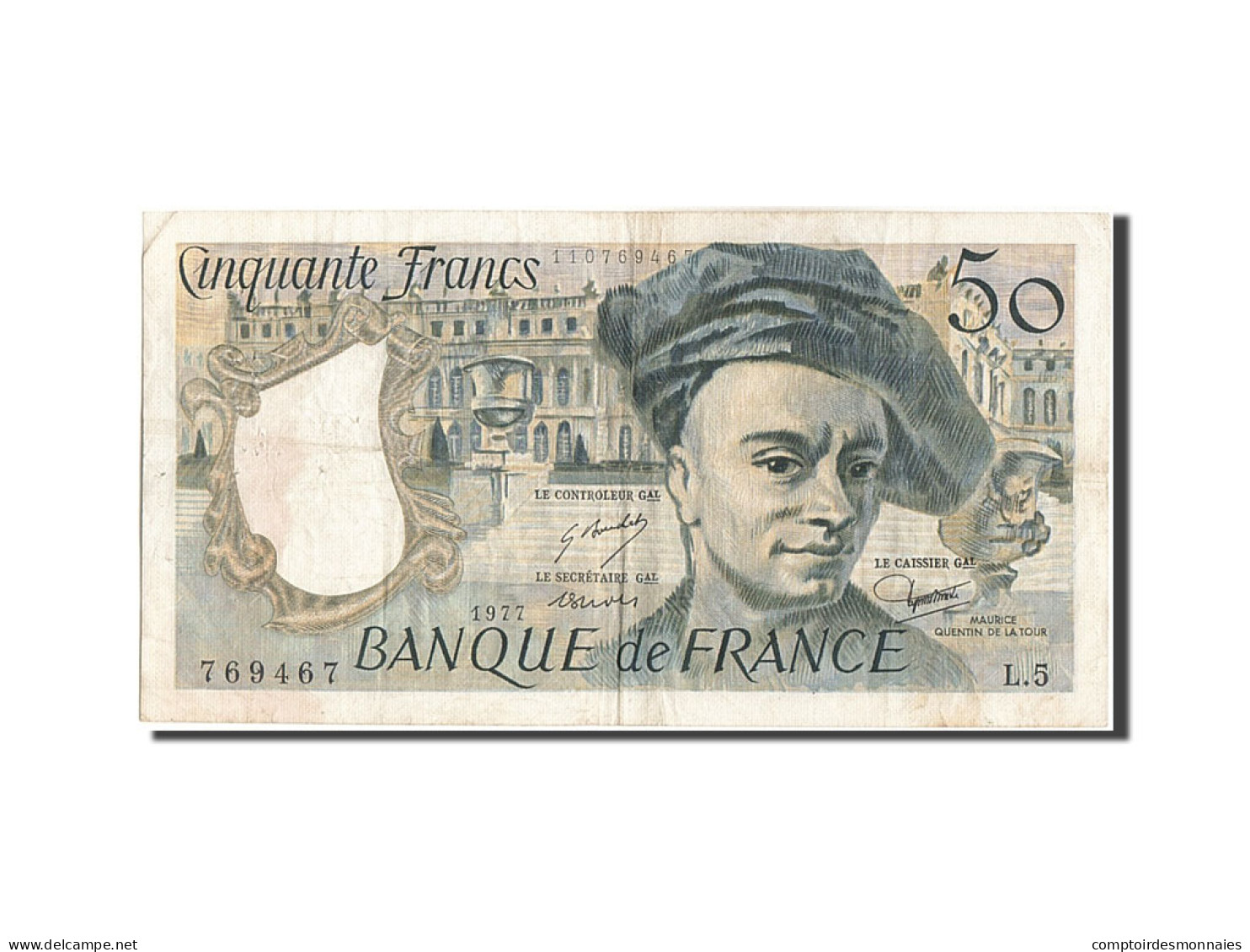 Billet, France, 50 Francs, 50 F 1976-1992 ''Quentin De La Tour'', 1977, TB+ - 50 F 1976-1992 ''Quentin De La Tour''