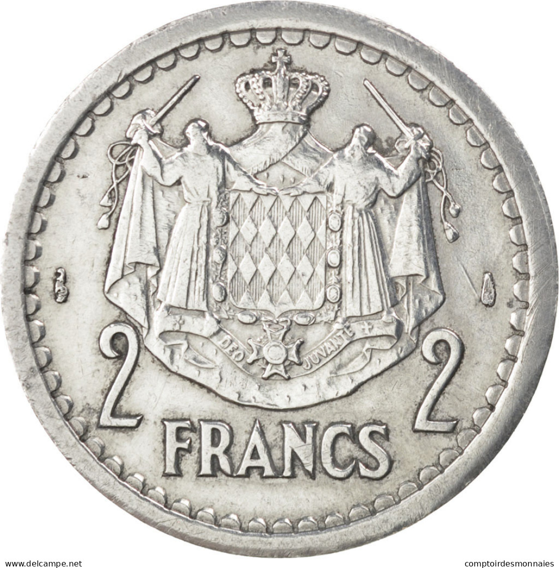 Monnaie, Monaco, Louis II, 2 Francs, 1943, TB+, Aluminium, KM:121, Gadoury:133 - 1922-1949 Louis II