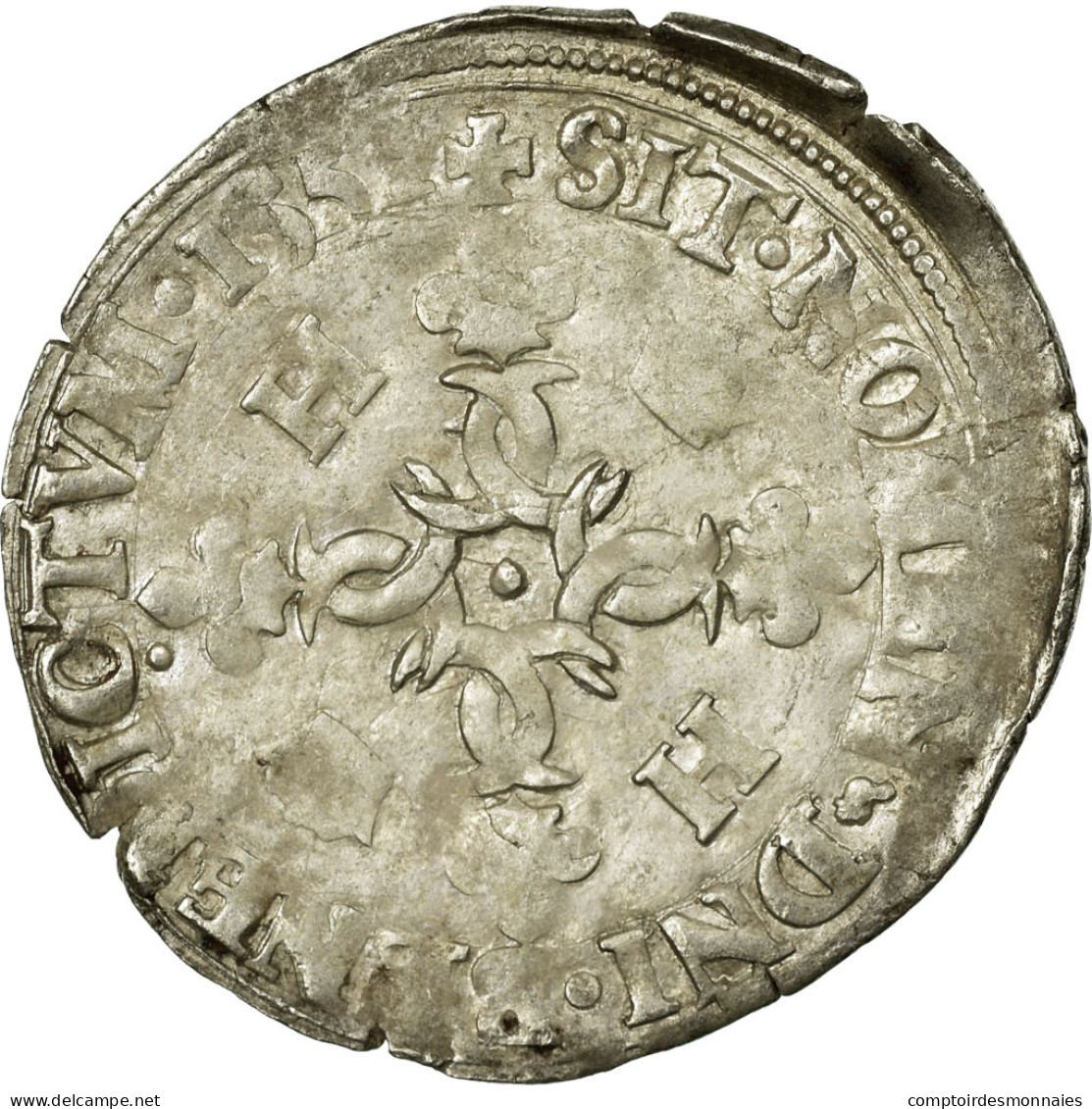 Monnaie, France, Douzain Aux Croissants, 1551, Paris, TB+, Billon, Sombart:4380 - 1547-1559 Henry II