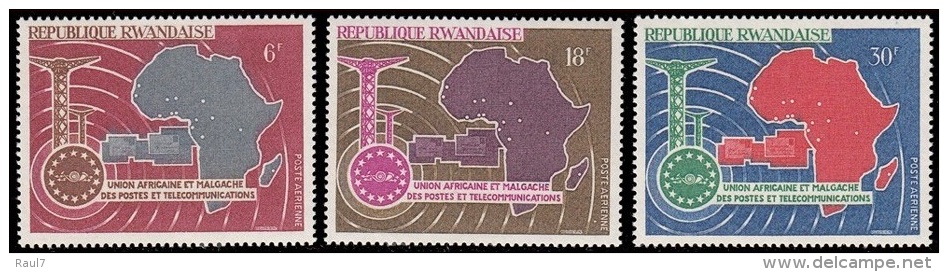 RWANDA 1967 - Union Africaine Et Malgache De Télécommunications, PA 1/3 - 3 Val Neuf // Mnh - Sonstige & Ohne Zuordnung