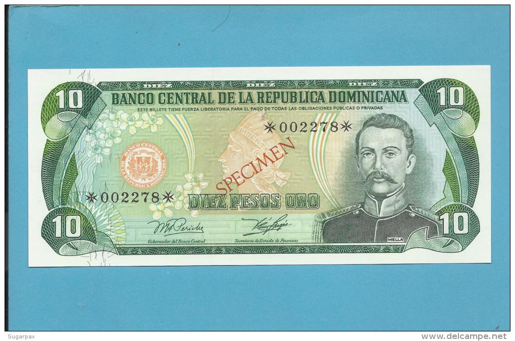 DOMINICAN REPUBLIC - 10 PESOS ORO - 1978 - SPECIMEN - UNC. - RARE - 2 Scans - Dominikanische Rep.