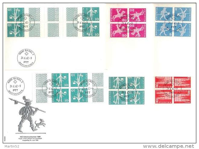 KD & ZwSt-Ausgaben Vom 24.6.1968 In Paar-Blocks Auf 10 FDC (Zumstein CHF 80.00) - Tête-bêche