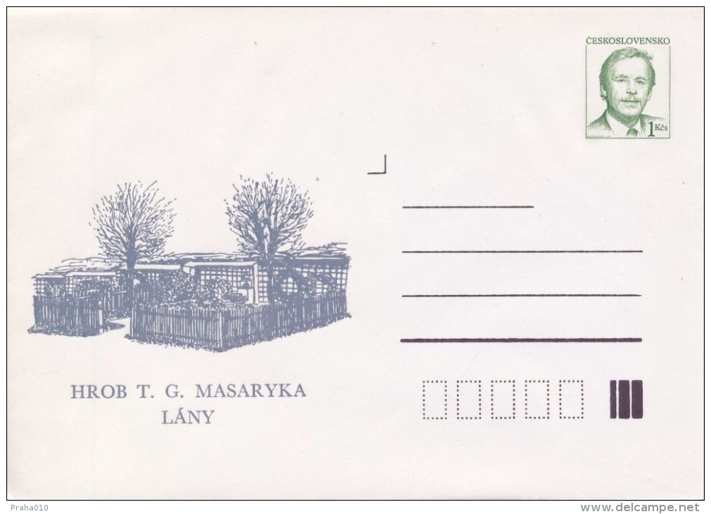 J0855-57 - Czechoslovakia (1992) Postal Stationery / President Vaclav Havel: Lany - Grave, Castle Chapel, School (3 Pcs. - Briefe