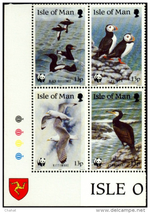 MARINE BIRDS-SEA BIRDS-ISLE OF MAN-1989-SET OF 4-SCARCE-MNH-B4-257 - Albatros